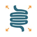 Bloated intestines colored icon. Diseases internal organ, flatulence symbol