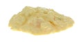 Blob of potato and eggs salad on a white background