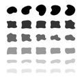 Blob shapes vector set. Organic abstract splodge elemets collection. Inkblot simple silhouette. Black and white form