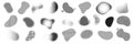 Blobs and organic shape splashes with halftone gradient and grain noise dots. Vector liquid forms with abstract pattern Royalty Free Stock Photo