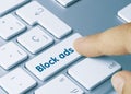 Block ads - Inscription on Blue Keyboard Key Royalty Free Stock Photo