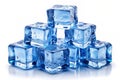 A block of blue ice cube isolated on a white background Royalty Free Stock Photo