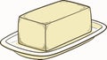 Block of Butter on Plate, Dairy Product, Cooking Ingredient, vector design Generative AI Royalty Free Stock Photo
