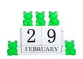 Block calendar with February 29, Leap Year, Isolated Royalty Free Stock Photo