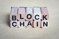 Block chain concept - letters on wooden blocks