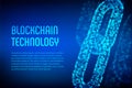 Block chain. Crypto currency. Blockchain concept. 3D wireframe chain with digital blocks. Editable cryptocurrency template. Stock Royalty Free Stock Photo