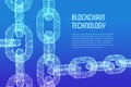 Block chain. Crypto currency. Blockchain concept. 3D wireframe chain with digital blocks. Editable cryptocurrency template. Stock Royalty Free Stock Photo