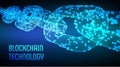 Block chain. Crypto currency. Blockchain concept. 3D wireframe chain with digital blocks. Editable cryptocurrency template. Stock Royalty Free Stock Photo