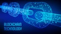 Block chain. Crypto currency. Blockchain concept. 3D wireframe chain with digital code. Editable cryptocurrency template. Stock ve