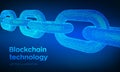 Block chain. Crypto currency. Hyperlink chain. Blockchain concept. 3D wireframe chain with digital code. Chain link with binary Royalty Free Stock Photo