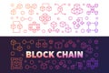 Block Chain cryptocurrency vector colored outline banners Royalty Free Stock Photo