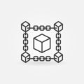 Block chain cube line vector icon. Blockchain technology symbol