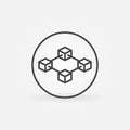 Block-Chain with four blocks Cryptocurrency vector concept linear icon or symbol