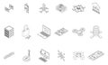 Block chain icons set vector outline