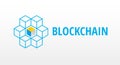 Block chain logo or icon - 3d isometric cubes network vector ill