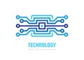 Block chain logo template design. Electronic technology sign. Digital data online communication. Computer chip icon symbol. Vector Royalty Free Stock Photo