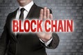 Block Chain with matrix is shown by businessman