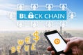 Block chain network, Bitcoin, Digital money Royalty Free Stock Photo