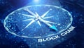 Block chain network concept - Compass needle pointing Blockchain word