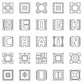 Block Chain outline icons set. Decentralized Blockchain symbols