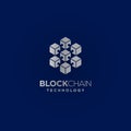 Block chain technology logo design. Digital crypto currency mining icon. Bitcoin service