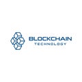 Block chain technology logo design. Digital crypto currency mining icon. Bitcoin service