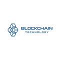 Block chain technology logo design. Digital crypto currency mining icon. Bitcoin service Royalty Free Stock Photo