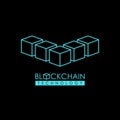Block chain technology outline logotype. Cryptocurrency data company brand graphic line design.