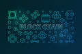 Block Chain vector colored banner in thin line style Royalty Free Stock Photo