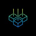 Block-Chain vector colored icon. Blockchain Crypto symbol with three blocks