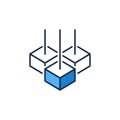 Block-Chain vector concept blue icon. Blockchain colored symbol with 3 blocks