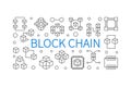 Block Chain vector concept outline horizontal illustration Royalty Free Stock Photo