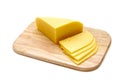 Block of Cheese with Cut Pieces Royalty Free Stock Photo