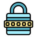 Block cipher icon color outline vector Royalty Free Stock Photo