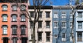 Block of colorful old apartment buildings on 18th Street in the Gramercy Park neighborhood of New York City Royalty Free Stock Photo