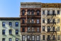 Block of colorful old buildings with clear blue sky background in the Upper East Side of Manhattan New York City Royalty Free Stock Photo