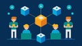 Block Creation A graphical representation of a block being added to a blockchain with digital miners represented as