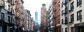 Block of crowded apartment buildings on Sullivan Street in the historic SoHo neighborhood of Manhattan, New York City Royalty Free Stock Photo