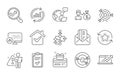 Block diagram, Sales diagram and Report statistics icons set. Sallary, Targeting and Loyalty points signs. Vector