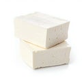 Block of Feta Cheese on White. Generative ai