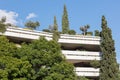 Block of flats in Athens - Trees and plants Royalty Free Stock Photo