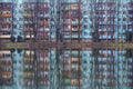 Block of flats reflection in the water with trees Royalty Free Stock Photo