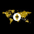 Ethereum currency illustration based on world map