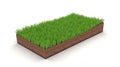 Block of Green Grass With Top Soil Layered Dirt On a White Background in a Rectangular Isometric Cutout Shape Royalty Free Stock Photo