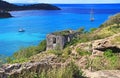 View of Deep Bay From Old Fort Barrington in St. JohnÃ¢â¬â¢s Antigua Royalty Free Stock Photo