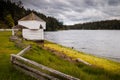 Block house at the seaside, English Camp, Garrison Bay, San Juan Royalty Free Stock Photo