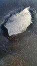Block of ice on the surface of a frozen river Royalty Free Stock Photo