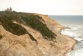 Block Island, RI / United States - Sept.16, 2020: Afternoon view of the Stairs leading down to Mohegan Bluffs. It`s 141 steps.to Royalty Free Stock Photo