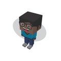 Block isometric cartoon character