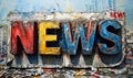 Block letters spelling NEWS on a newspaper background, symbolizing the dissemination of information and the importance of